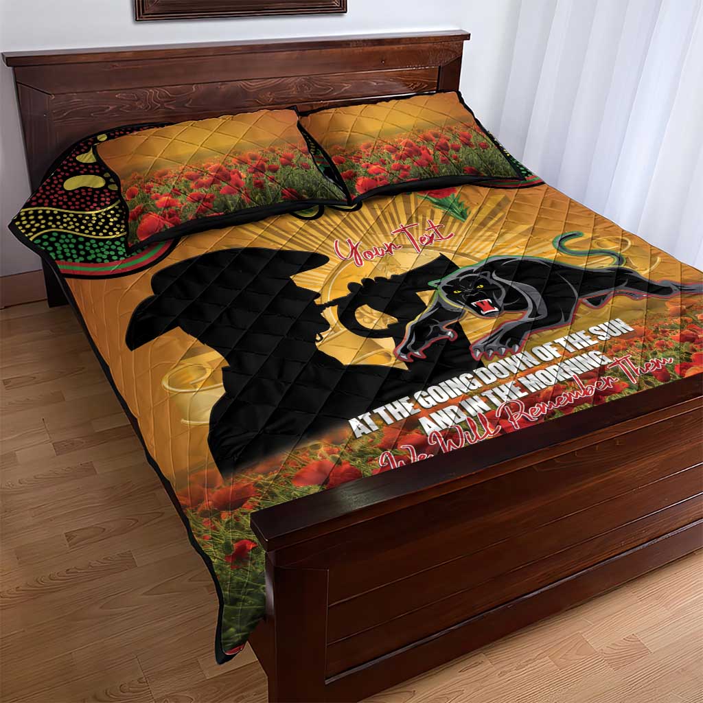 Personalised Panthers Rugby ANZAC Day Quilt Bed Set Last Post Poppy We Will Remember Them