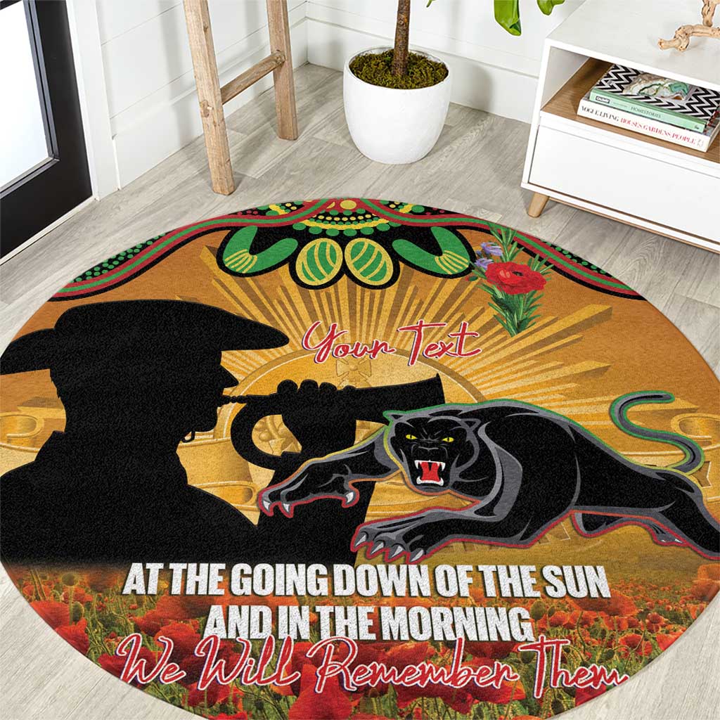 Personalised Panthers Rugby ANZAC Day Round Carpet Last Post Poppy We Will Remember Them