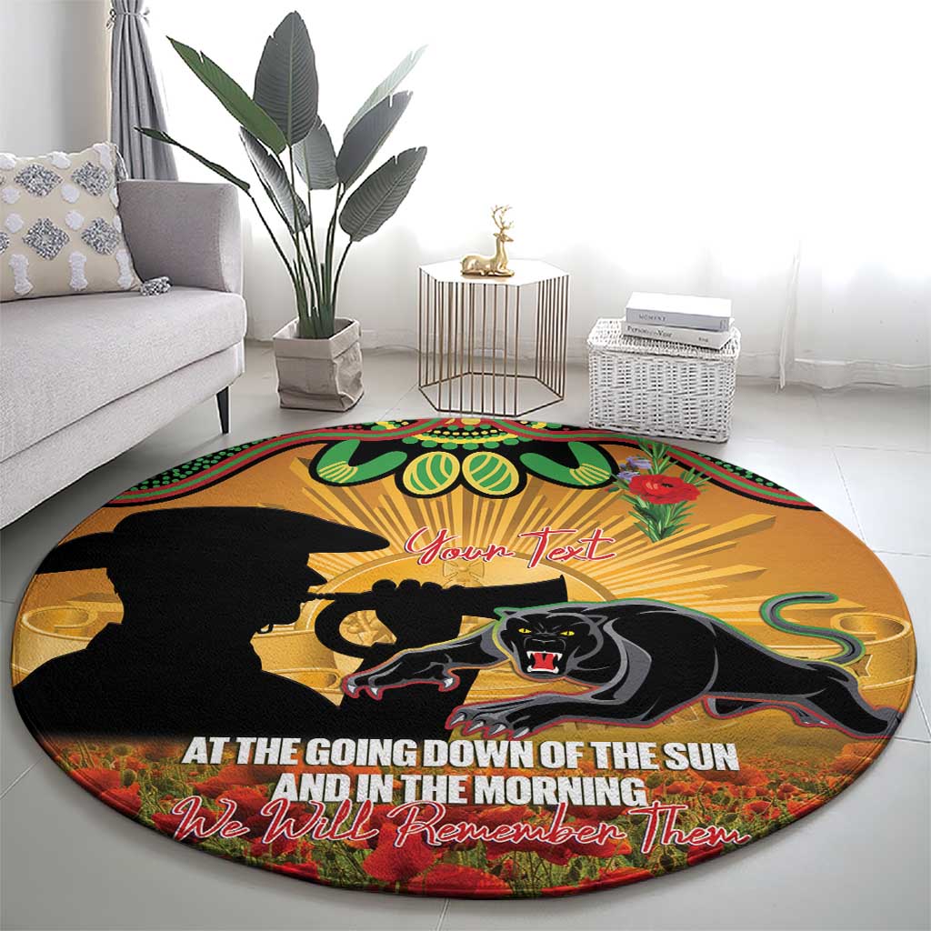 Personalised Panthers Rugby ANZAC Day Round Carpet Last Post Poppy We Will Remember Them