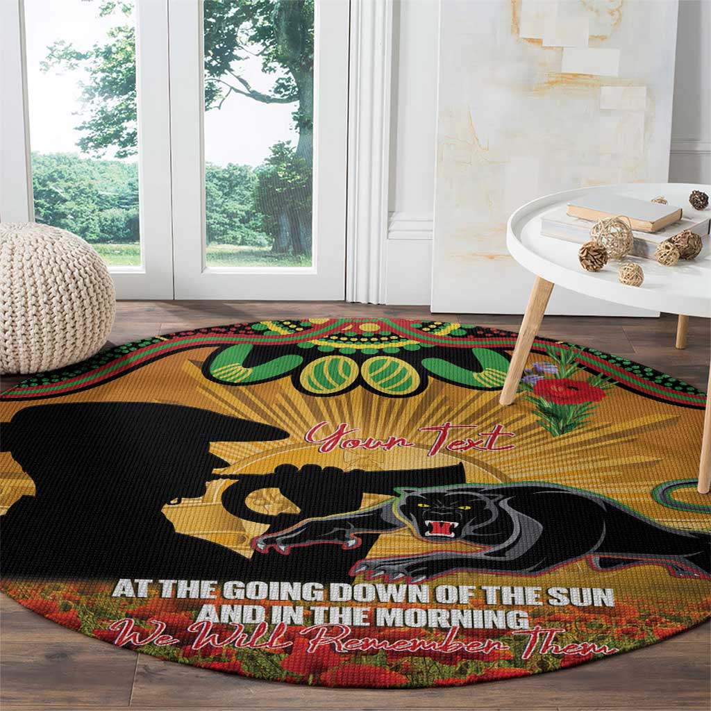 Personalised Panthers Rugby ANZAC Day Round Carpet Last Post Poppy We Will Remember Them