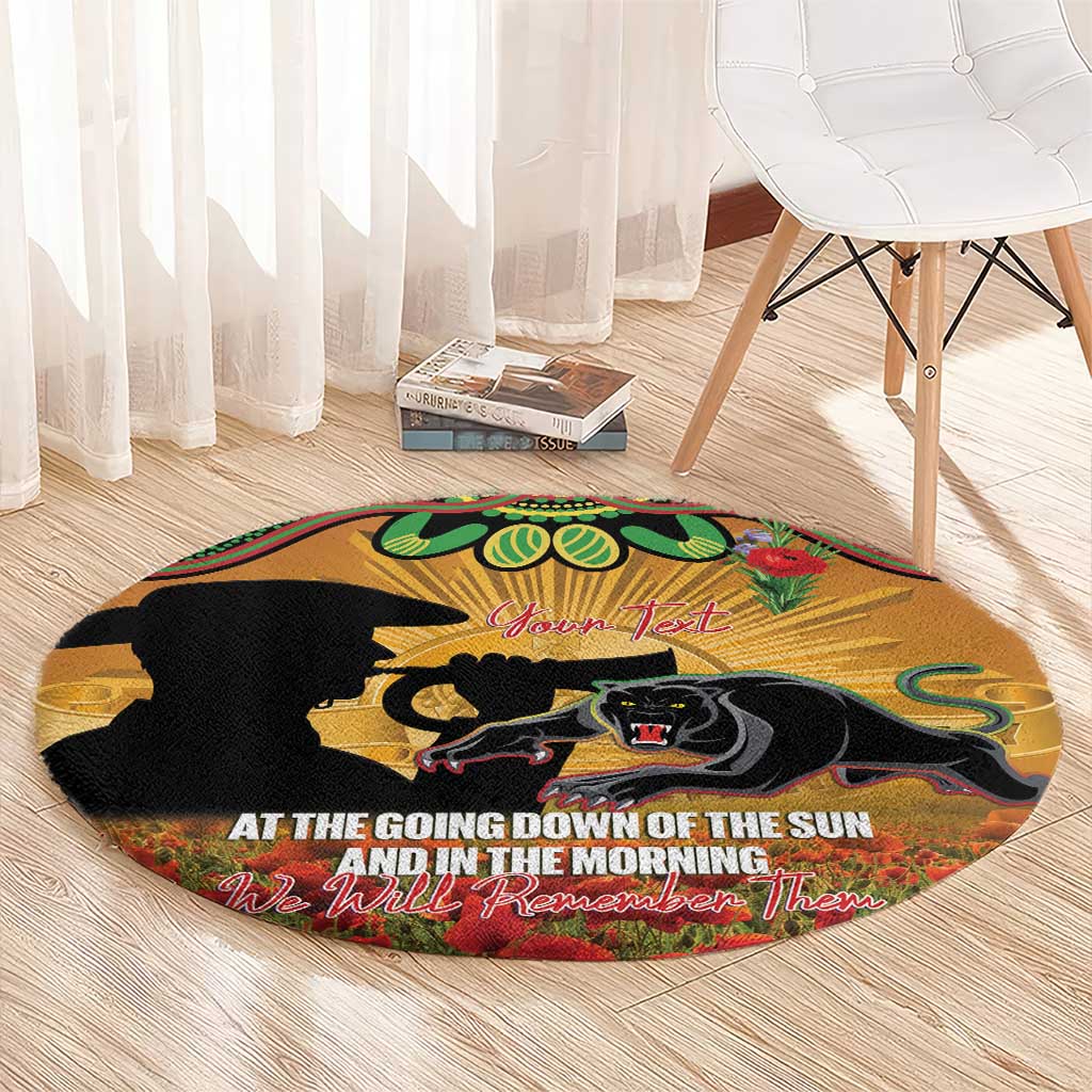 Personalised Panthers Rugby ANZAC Day Round Carpet Last Post Poppy We Will Remember Them