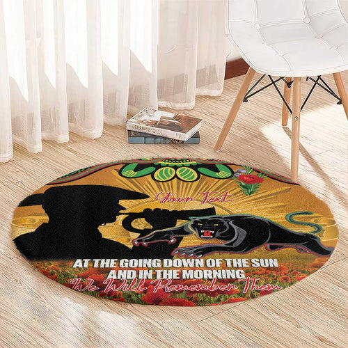 Personalised Panthers Rugby ANZAC Day Round Carpet Last Post Poppy We Will Remember Them