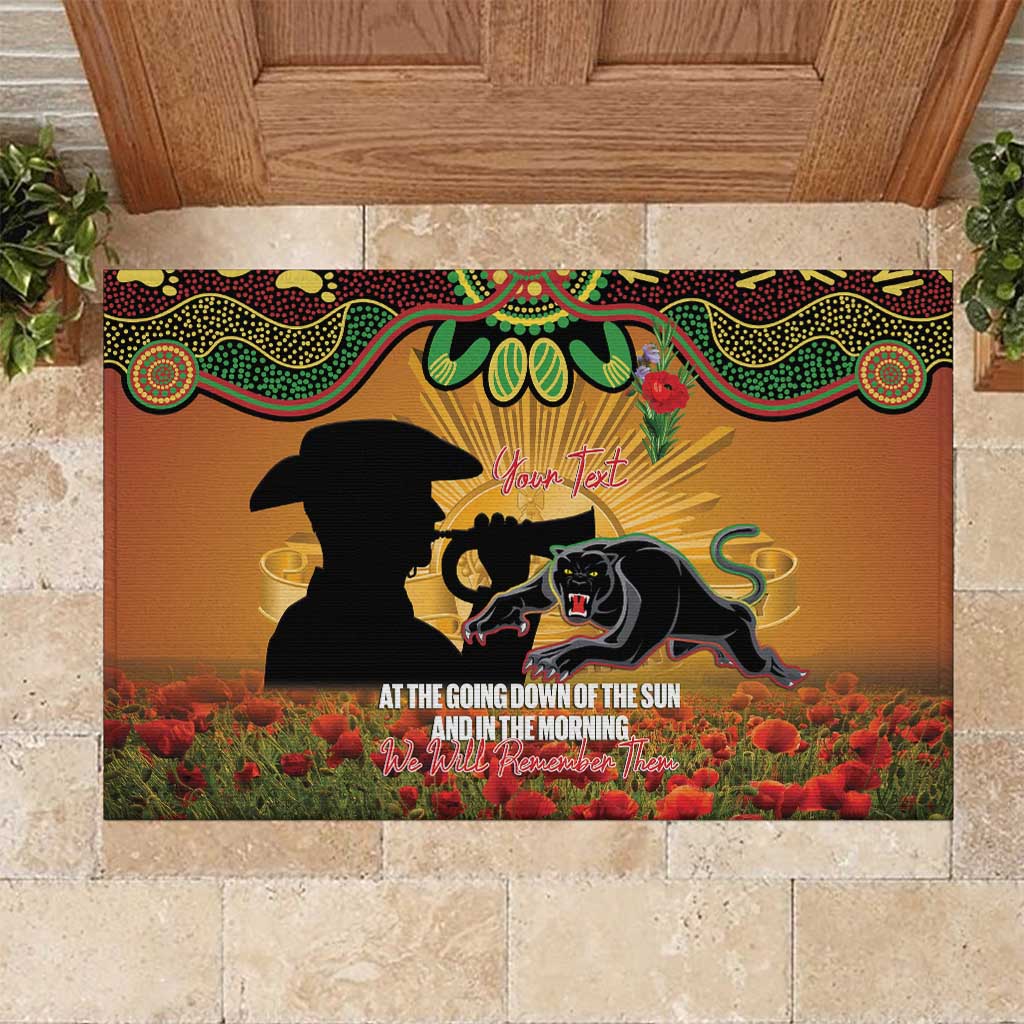 Personalised Panthers Rugby ANZAC Day Rubber Doormat Last Post Poppy We Will Remember Them