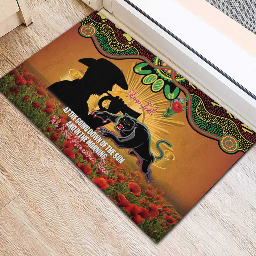 Personalised Panthers Rugby ANZAC Day Rubber Doormat Last Post Poppy We Will Remember Them