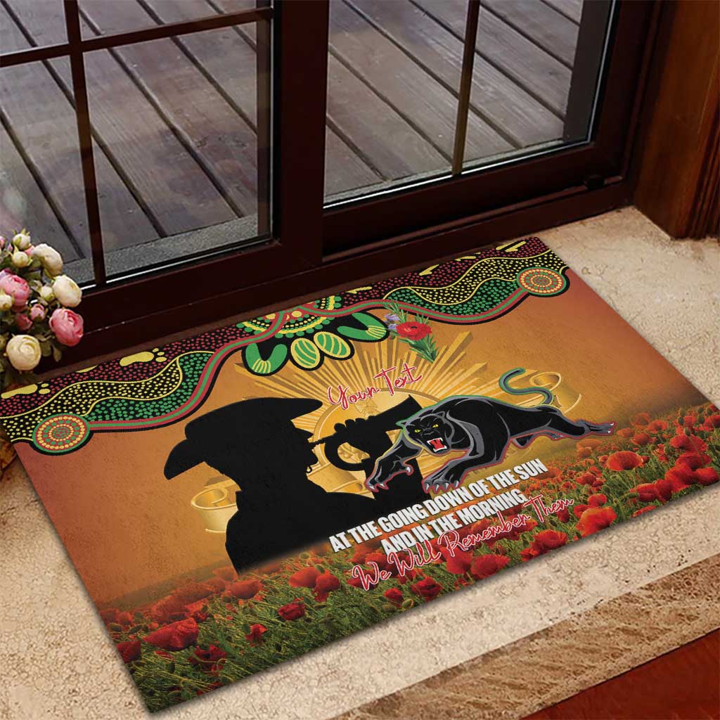 Personalised Panthers Rugby ANZAC Day Rubber Doormat Last Post Poppy We Will Remember Them
