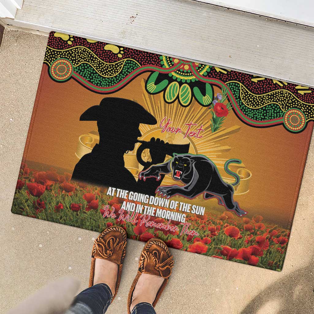 Personalised Panthers Rugby ANZAC Day Rubber Doormat Last Post Poppy We Will Remember Them