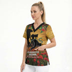 Personalised Panthers Rugby ANZAC Day Scrub Top Last Post Poppy We Will Remember Them