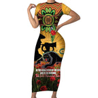 Personalised Panthers Rugby ANZAC Day Short Sleeve Bodycon Dress Last Post Poppy We Will Remember Them