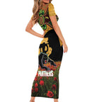 Personalised Panthers Rugby ANZAC Day Short Sleeve Bodycon Dress Last Post Poppy We Will Remember Them