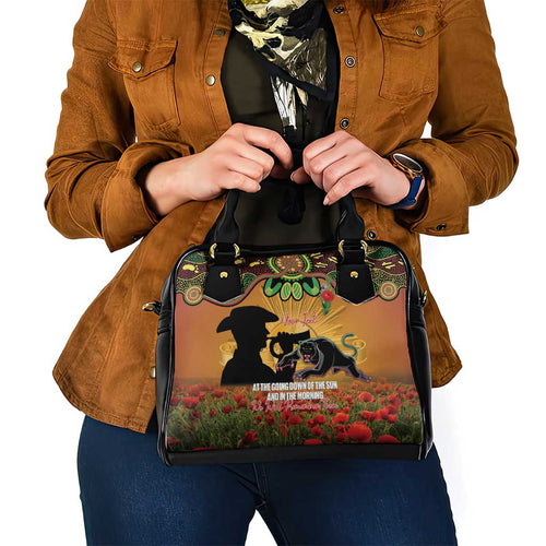 Personalised Panthers Rugby ANZAC Day Shoulder Handbag Last Post Poppy We Will Remember Them