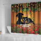 Personalised Panthers Rugby ANZAC Day Shower Curtain Last Post Poppy We Will Remember Them