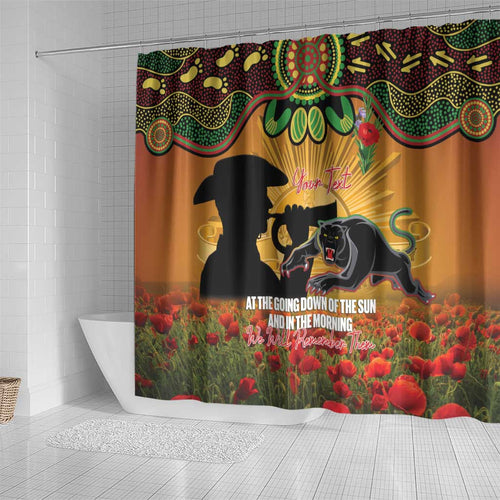 Personalised Panthers Rugby ANZAC Day Shower Curtain Last Post Poppy We Will Remember Them