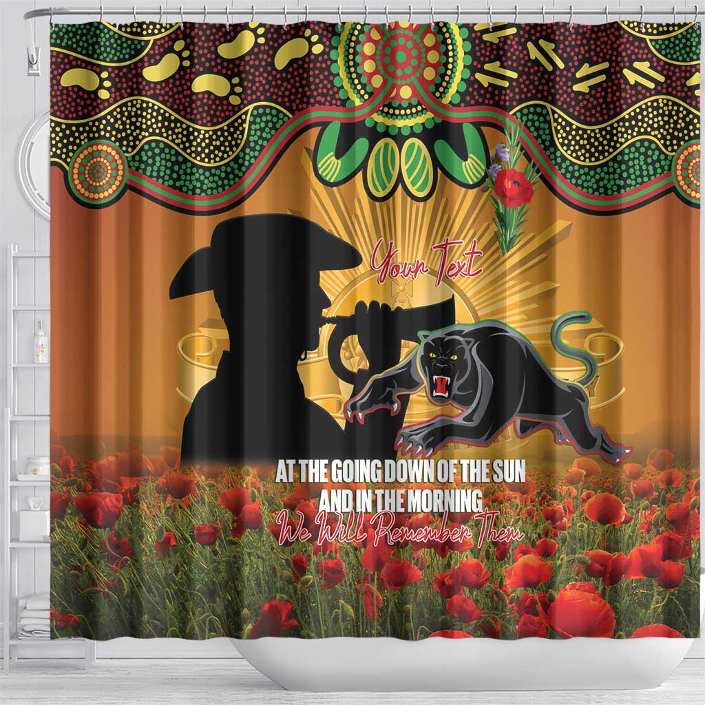 Personalised Panthers Rugby ANZAC Day Shower Curtain Last Post Poppy We Will Remember Them