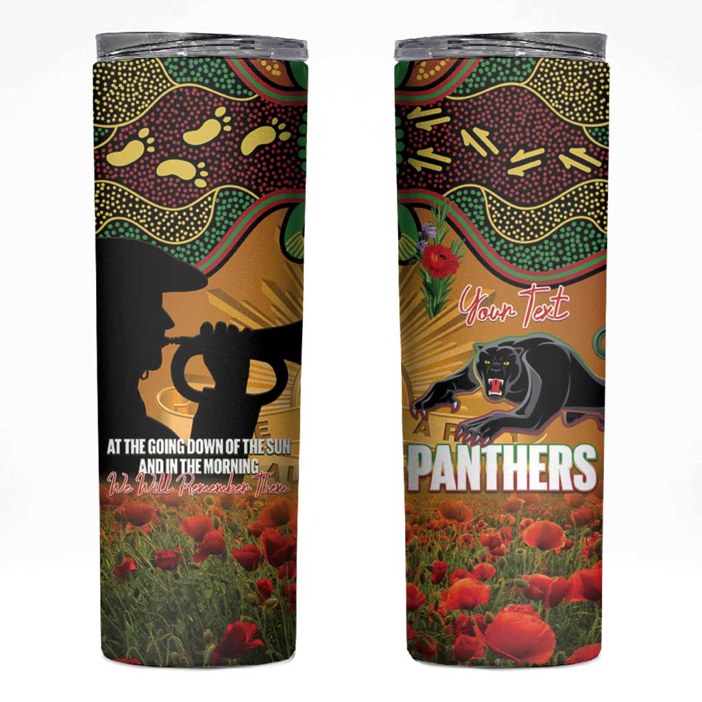 Personalised Panthers Rugby ANZAC Day Skinny Tumbler Last Post Poppy We Will Remember Them