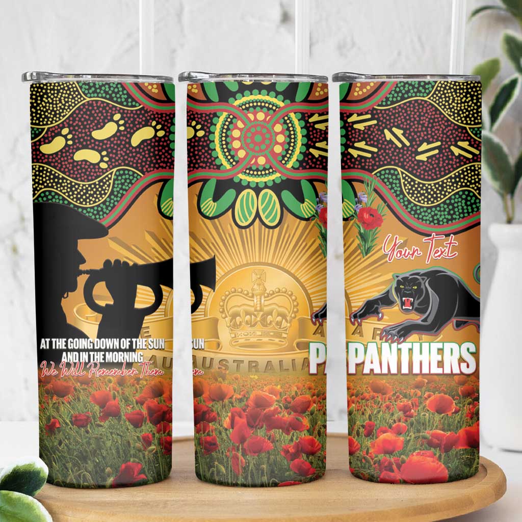 Personalised Panthers Rugby ANZAC Day Skinny Tumbler Last Post Poppy We Will Remember Them