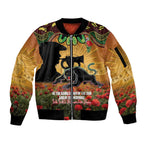 Personalised Panthers Rugby ANZAC Day Sleeve Zip Bomber Jacket Last Post Poppy We Will Remember Them