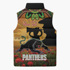 Personalised Panthers Rugby ANZAC Day Sleeveless Puffer Jacket Last Post Poppy We Will Remember Them