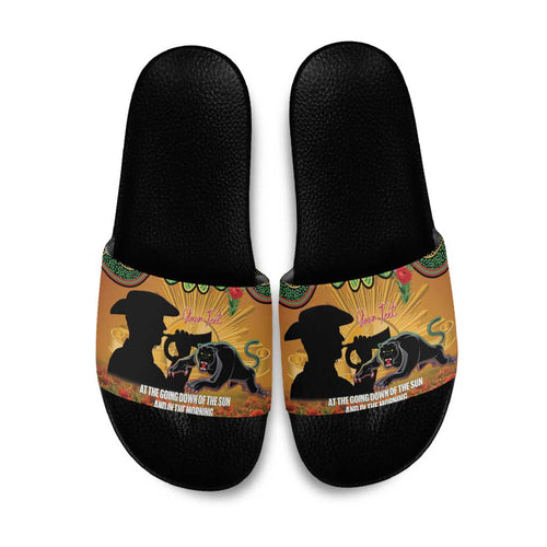 Personalised Panthers Rugby ANZAC Day Slide Sandals Last Post Poppy We Will Remember Them