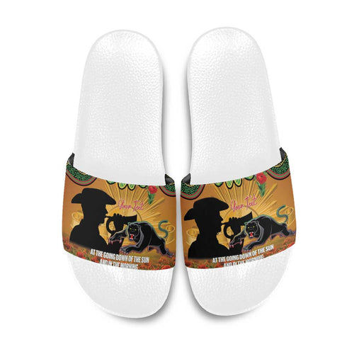 Personalised Panthers Rugby ANZAC Day Slide Sandals Last Post Poppy We Will Remember Them