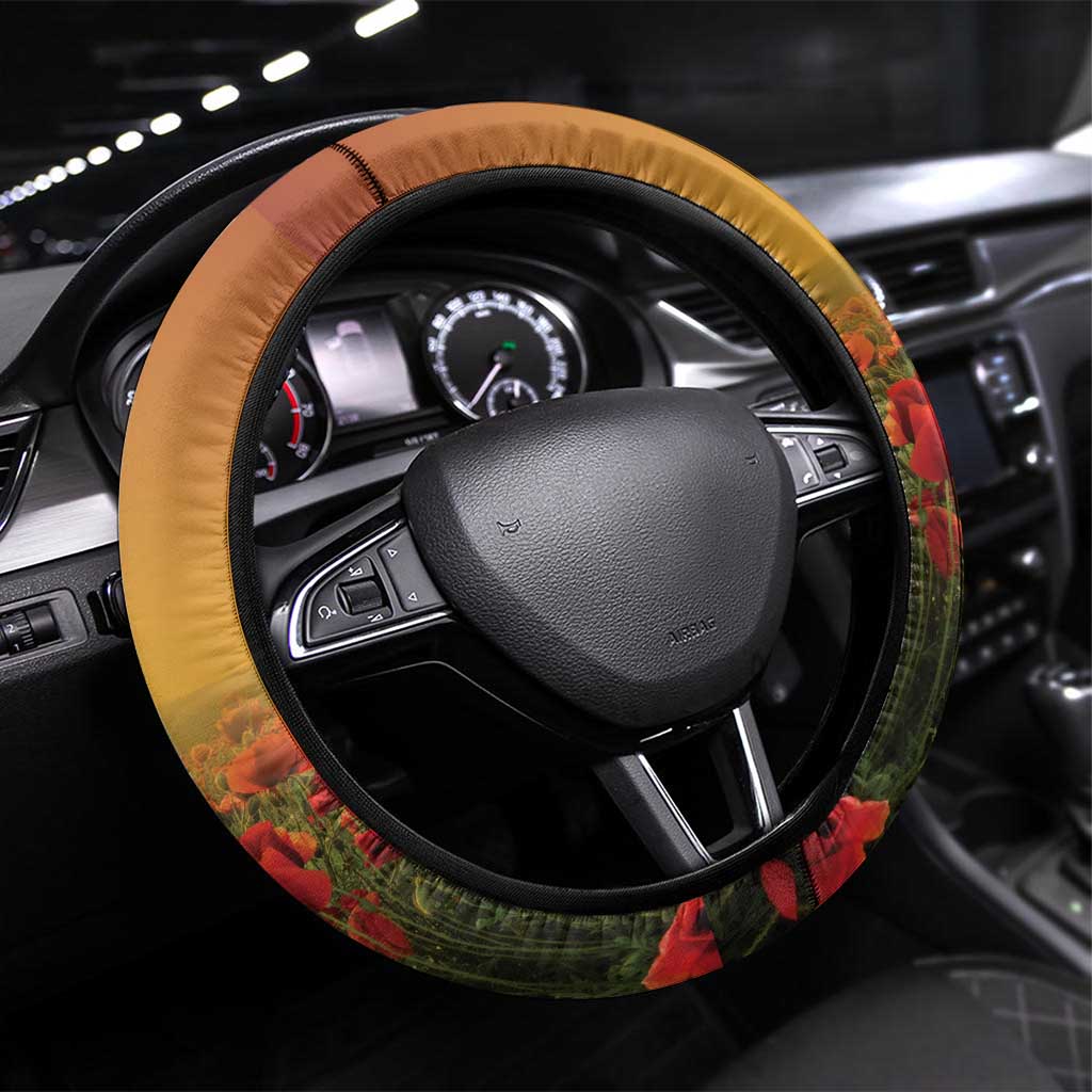 Panthers Rugby ANZAC Day Steering Wheel Cover Last Post Poppy We Will Remember Them