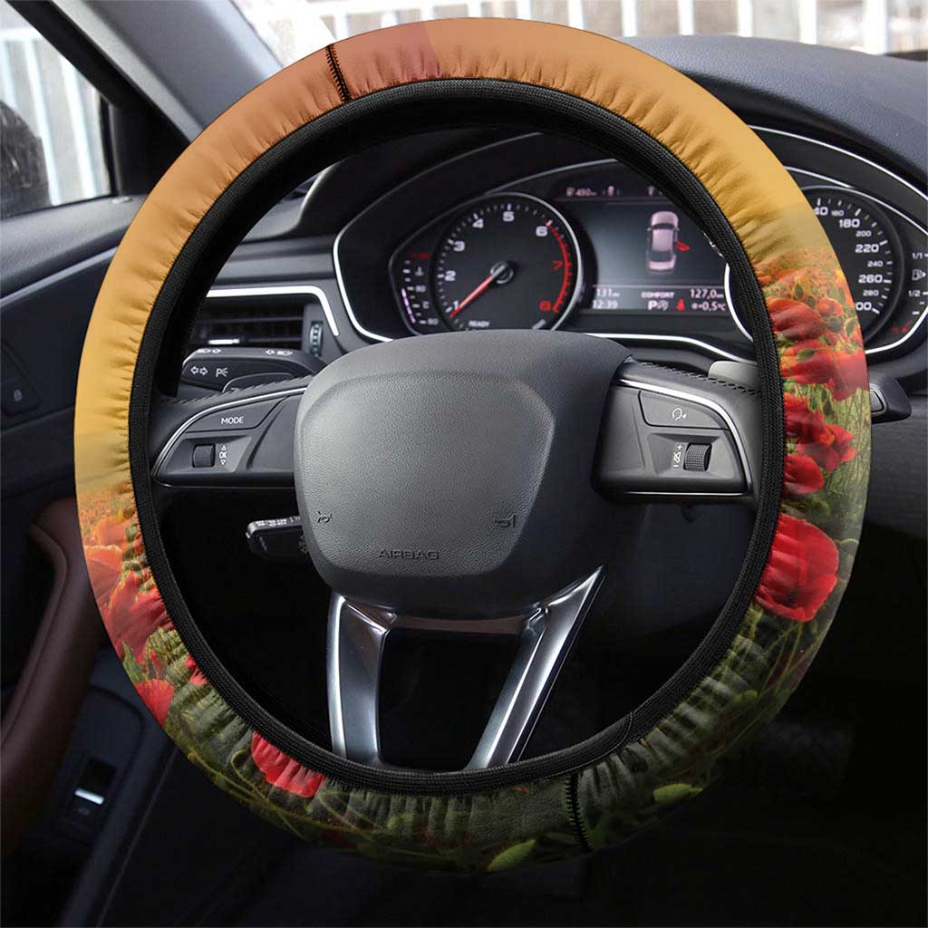 Panthers Rugby ANZAC Day Steering Wheel Cover Last Post Poppy We Will Remember Them
