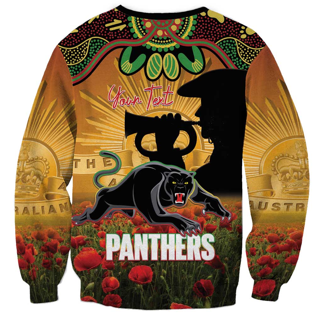 Personalised Panthers Rugby ANZAC Day Sweatshirt Last Post Poppy We Will Remember Them