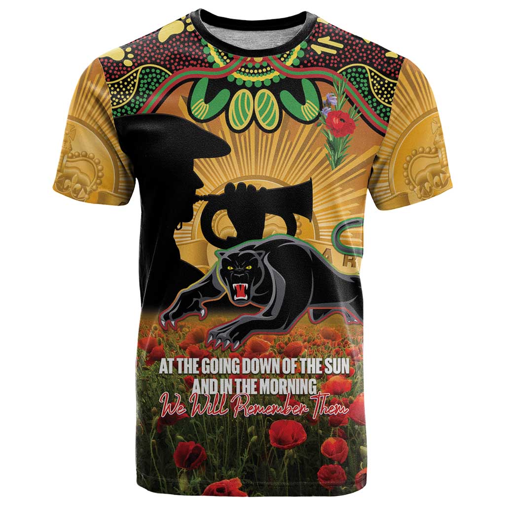 Personalised Panthers Rugby ANZAC Day T Shirt Last Post Poppy We Will Remember Them
