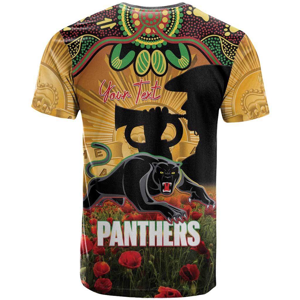 Personalised Panthers Rugby ANZAC Day T Shirt Last Post Poppy We Will Remember Them