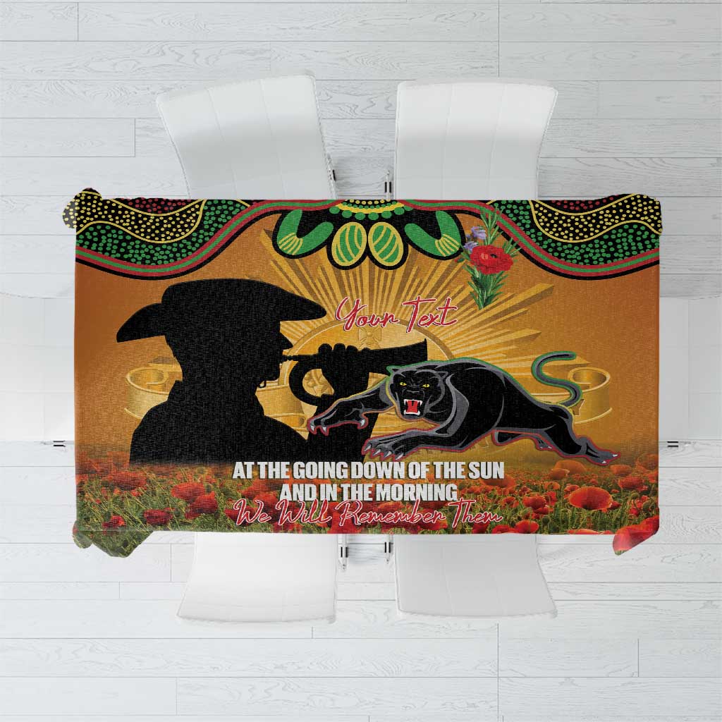Personalised Panthers Rugby ANZAC Day Tablecloth Last Post Poppy We Will Remember Them