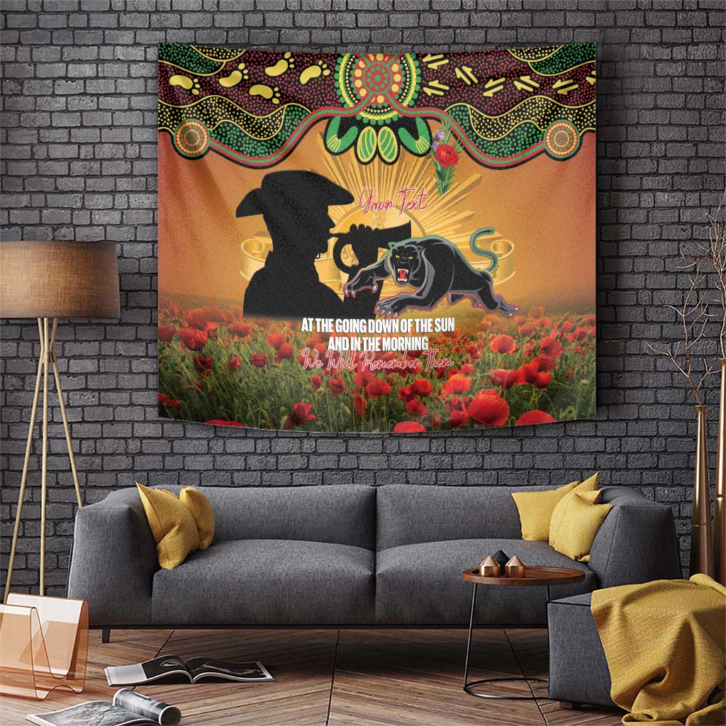Personalised Panthers Rugby ANZAC Day Tapestry Last Post Poppy We Will Remember Them