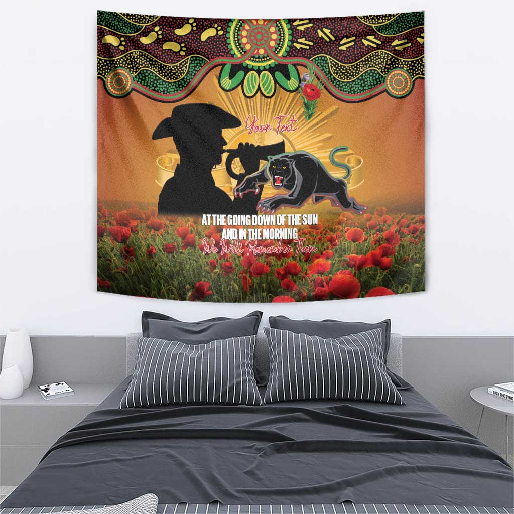 Personalised Panthers Rugby ANZAC Day Tapestry Last Post Poppy We Will Remember Them