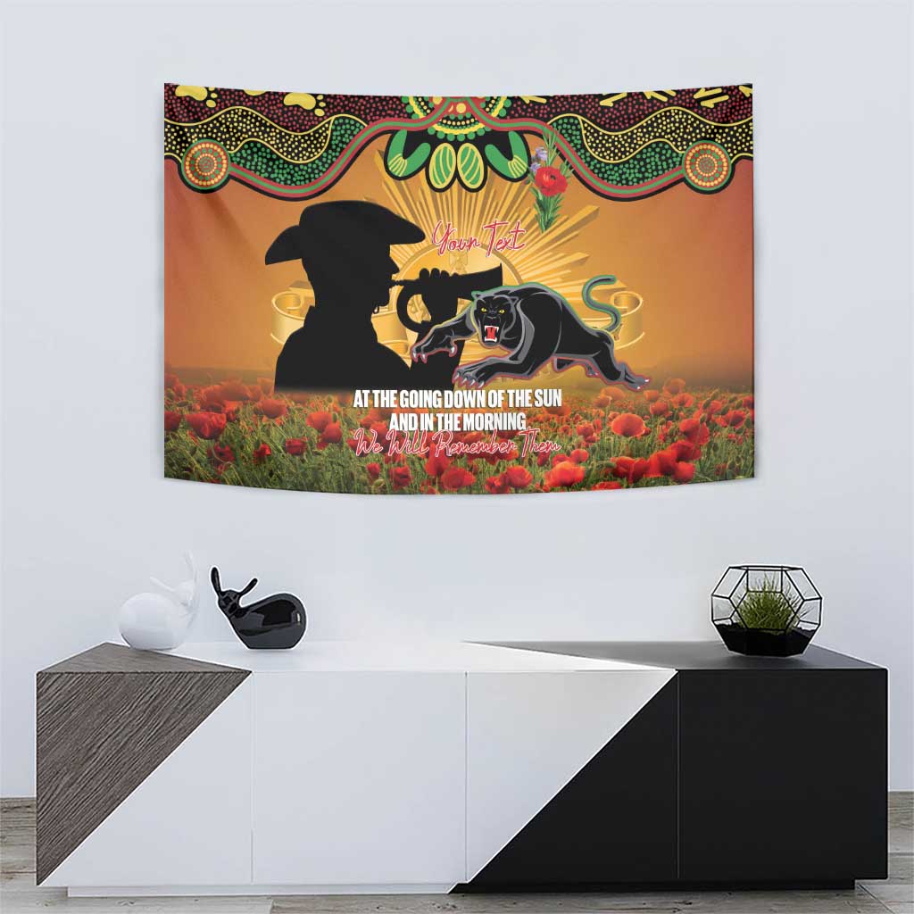 Personalised Panthers Rugby ANZAC Day Tapestry Last Post Poppy We Will Remember Them