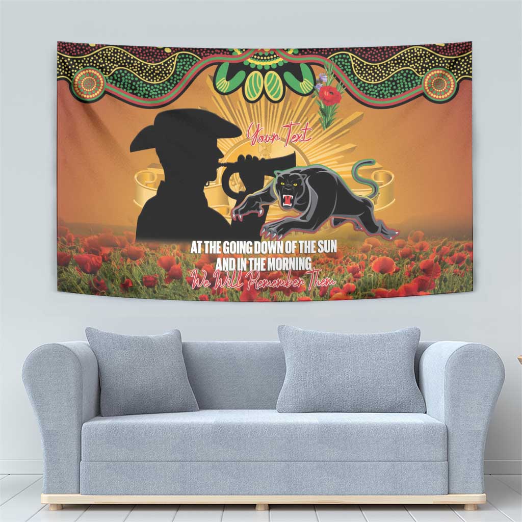 Personalised Panthers Rugby ANZAC Day Tapestry Last Post Poppy We Will Remember Them