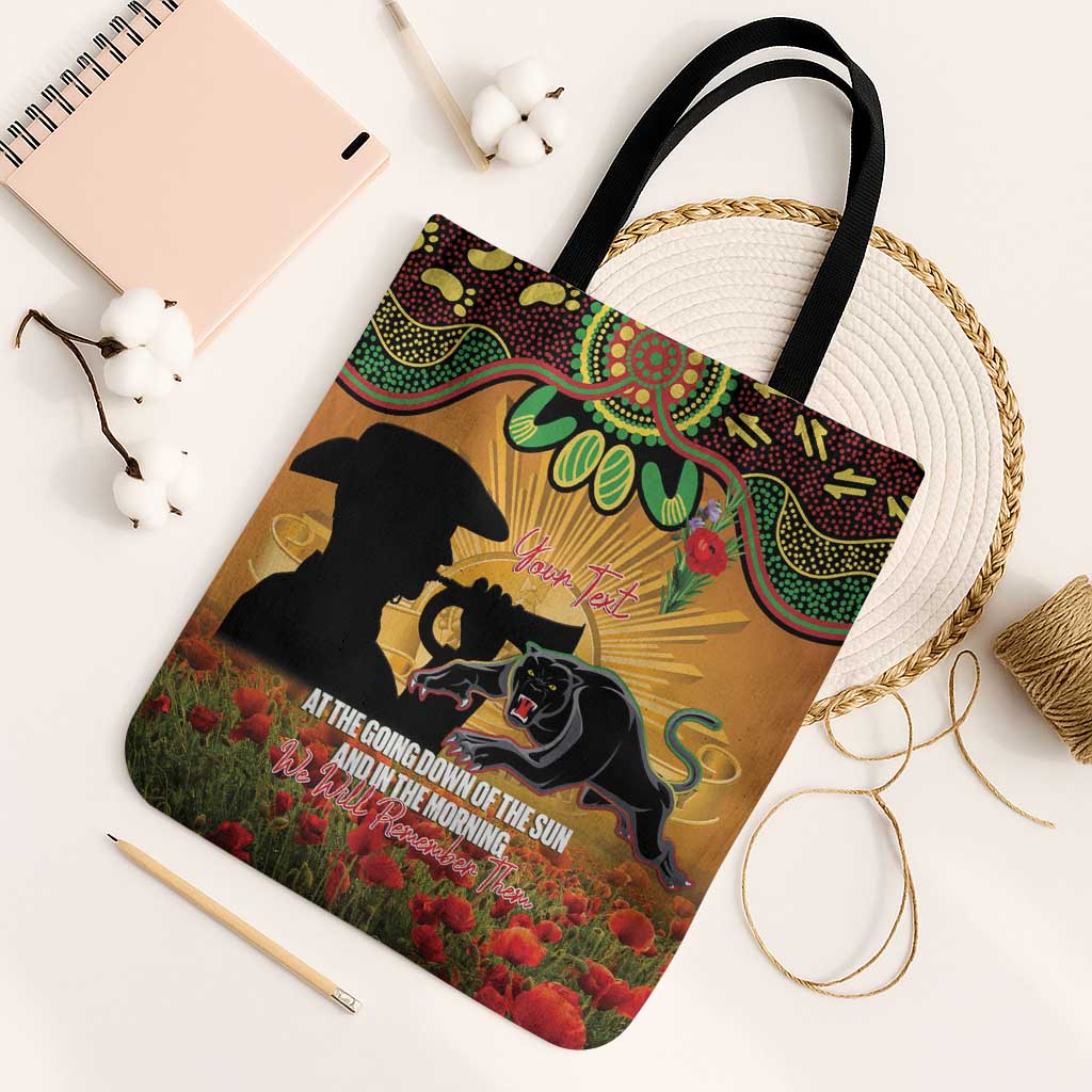 Personalised Panthers Rugby ANZAC Day Tote Bag Last Post Poppy We Will Remember Them