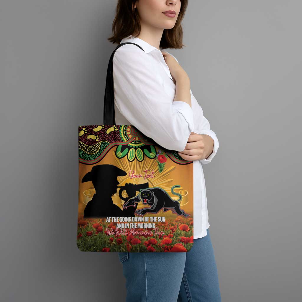 Personalised Panthers Rugby ANZAC Day Tote Bag Last Post Poppy We Will Remember Them