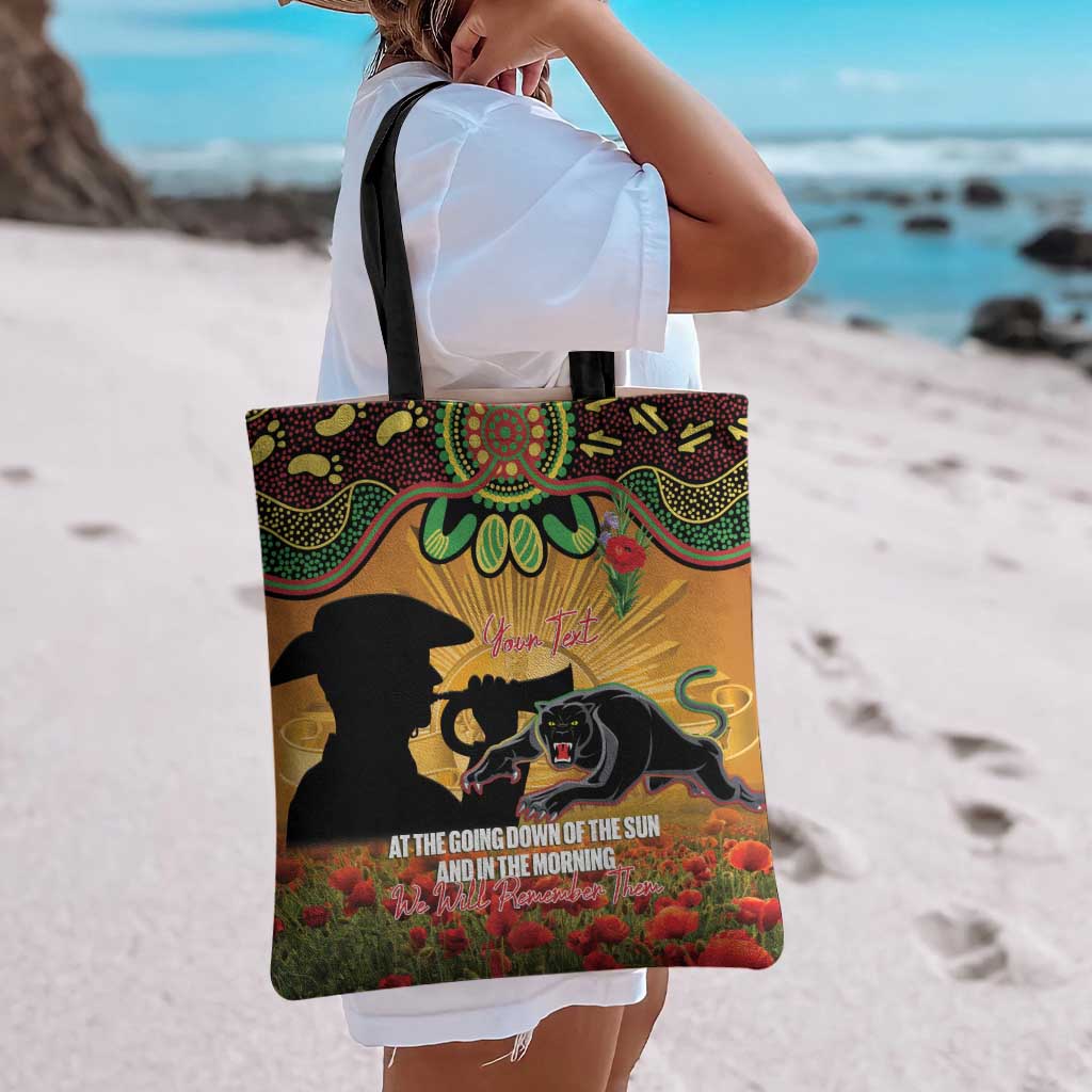 Personalised Panthers Rugby ANZAC Day Tote Bag Last Post Poppy We Will Remember Them