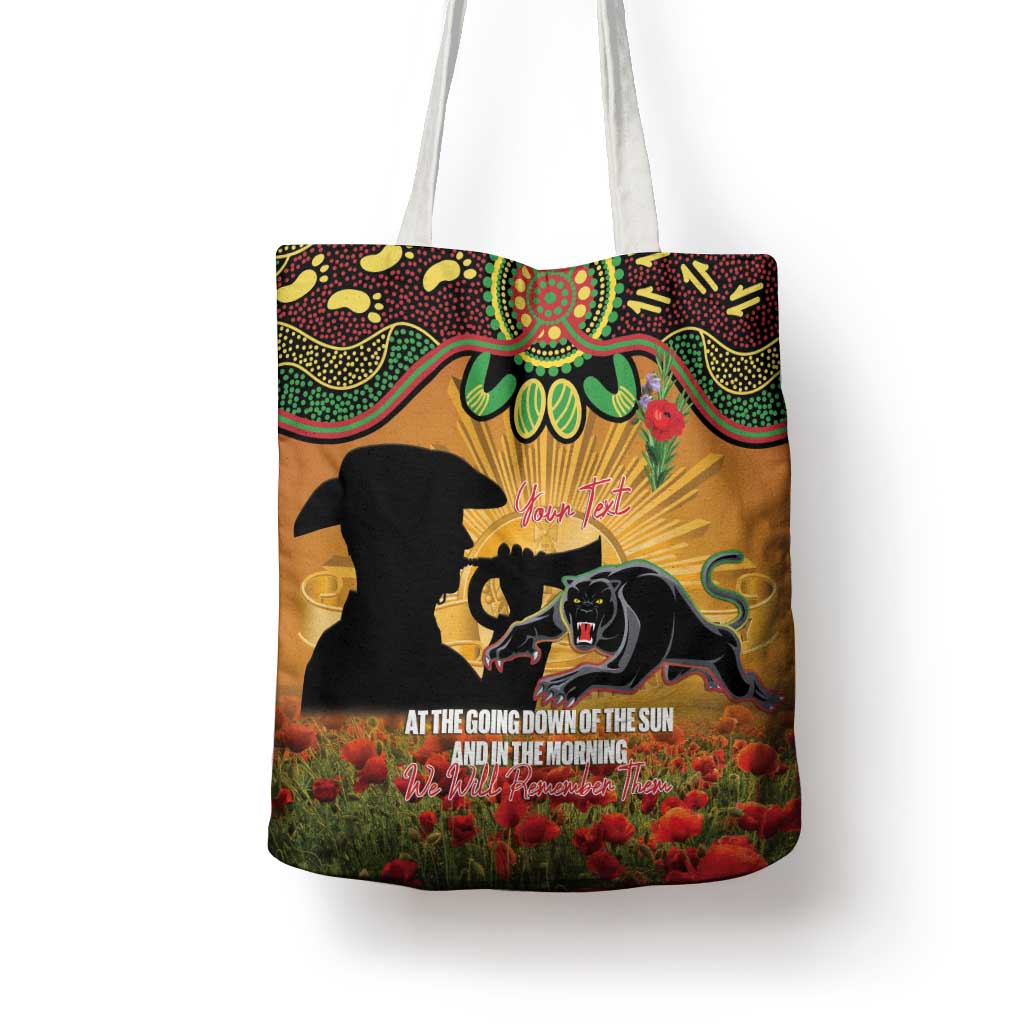 Personalised Panthers Rugby ANZAC Day Tote Bag Last Post Poppy We Will Remember Them