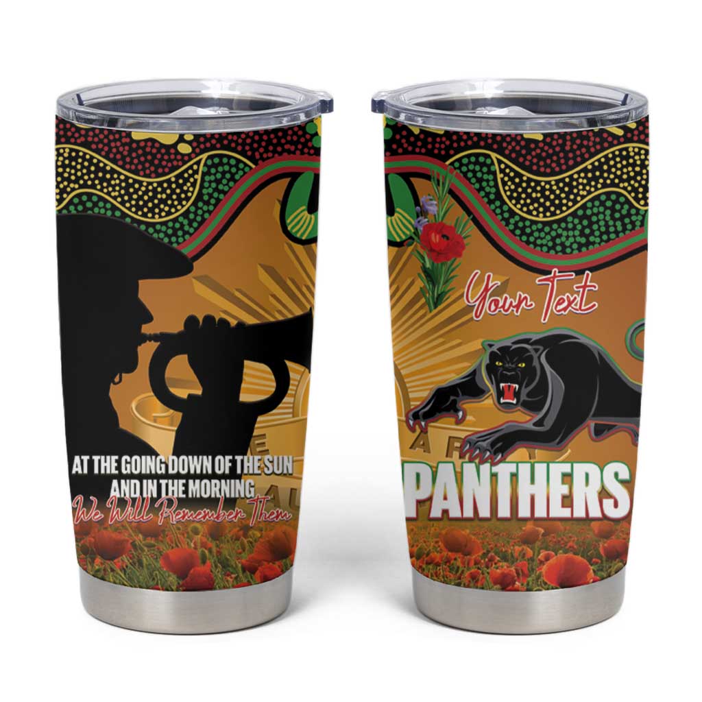 Personalised Panthers Rugby ANZAC Day Tumbler Cup Last Post Poppy We Will Remember Them