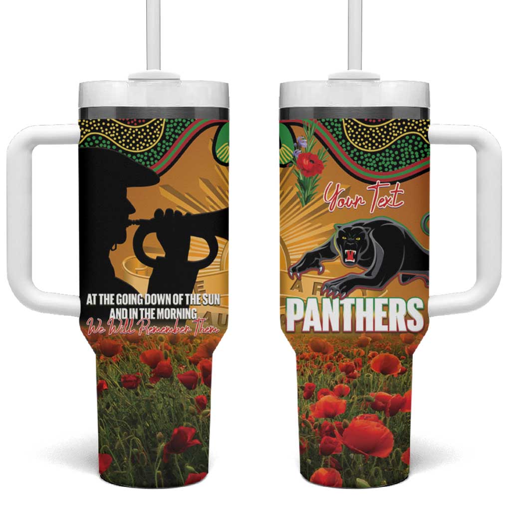 Personalised Panthers Rugby ANZAC Day Tumbler With Handle Last Post Poppy We Will Remember Them