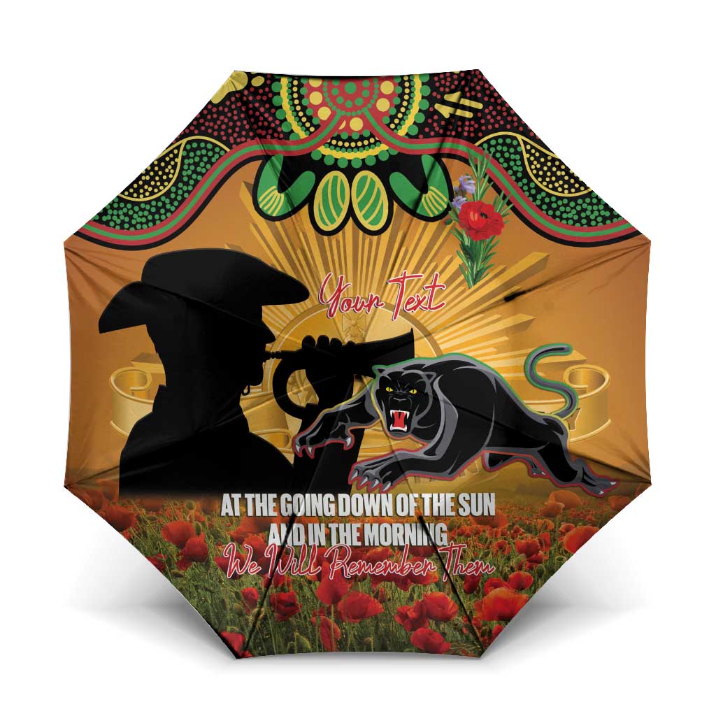 Personalised Panthers Rugby ANZAC Day Umbrella Last Post Poppy We Will Remember Them