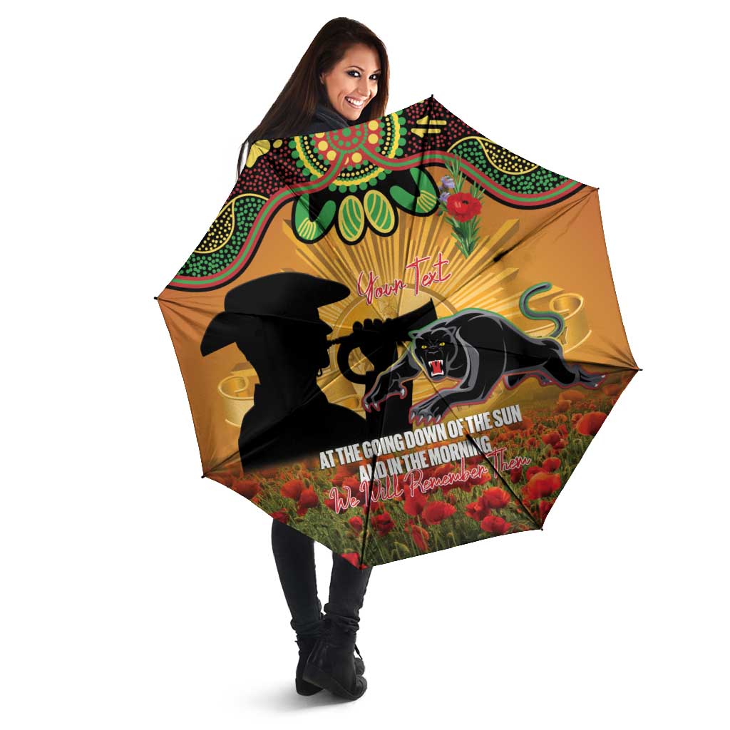 Personalised Panthers Rugby ANZAC Day Umbrella Last Post Poppy We Will Remember Them