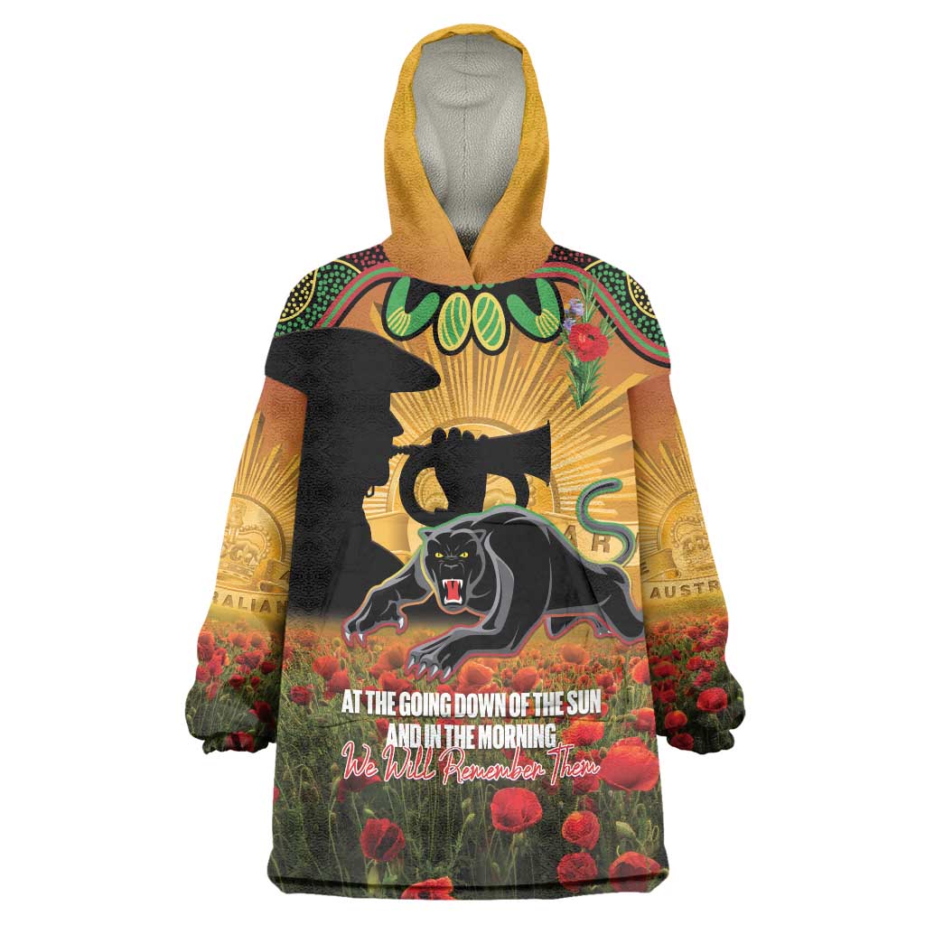 Personalised Panthers Rugby ANZAC Day Wearable Blanket Hoodie Last Post Poppy We Will Remember Them