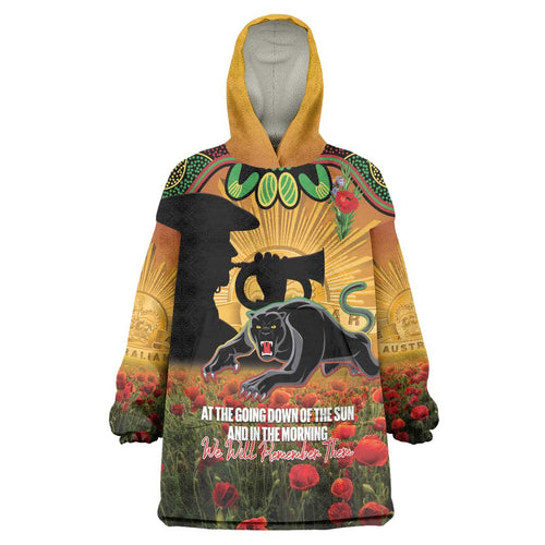Personalised Panthers Rugby ANZAC Day Wearable Blanket Hoodie Last Post Poppy We Will Remember Them