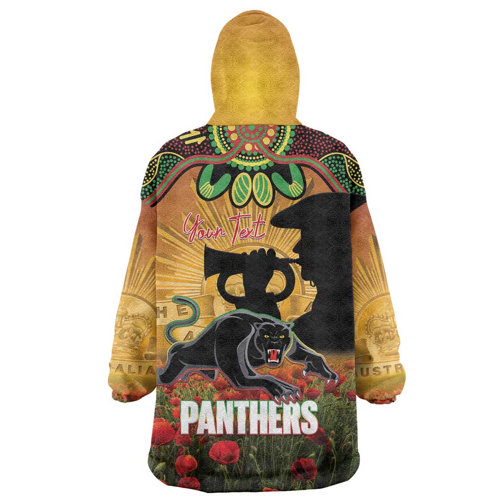 Personalised Panthers Rugby ANZAC Day Wearable Blanket Hoodie Last Post Poppy We Will Remember Them