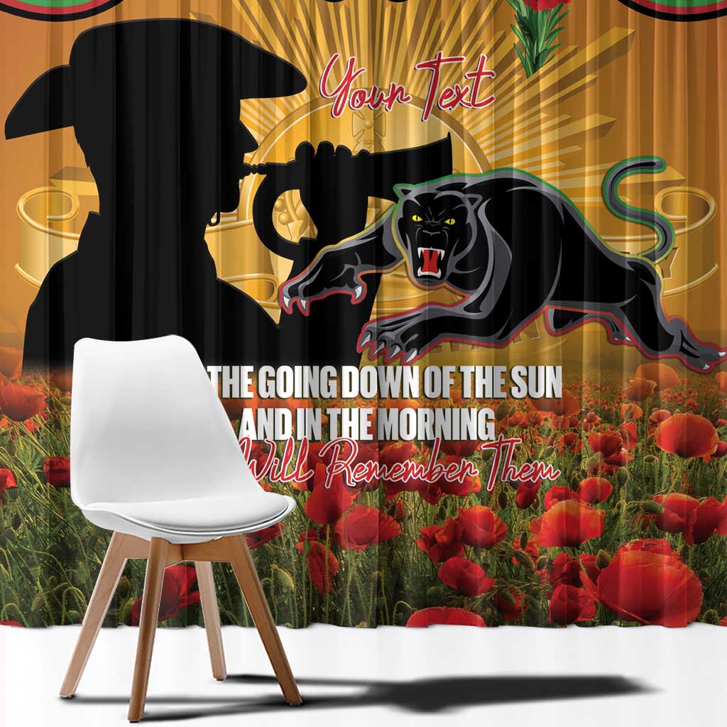 Personalised Panthers Rugby ANZAC Day Window Curtain Last Post Poppy We Will Remember Them