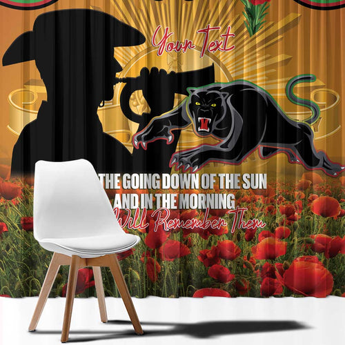 Personalised Panthers Rugby ANZAC Day Window Curtain Last Post Poppy We Will Remember Them