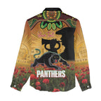 Personalised Panthers Rugby ANZAC Day Women Casual Shirt Last Post Poppy We Will Remember Them