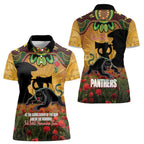 Personalised Panthers Rugby ANZAC Day Women Polo Shirt Last Post Poppy We Will Remember Them