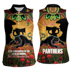 Personalised Panthers Rugby ANZAC Day Women Sleeveless Polo Shirt Last Post Poppy We Will Remember Them