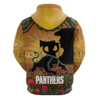 Personalised Panthers Rugby ANZAC Day Zip Hoodie Last Post Poppy We Will Remember Them